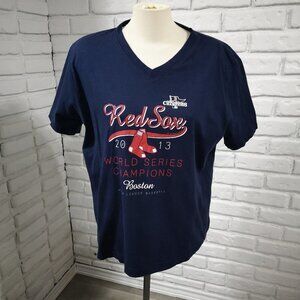LAT Ladies Navy Boston Red Sox Size XL Short Sleeves V-neck T-shirt